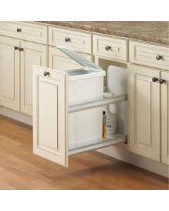 KV Single Bin Soft Close 50 Quart Slide-Out Door/Floor Mount Waste Bin 11-13/16inch Opening White