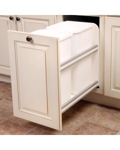 KV Double Bin Soft Close 27 Quart Slide-Out Door Mount Waste Bin 11-13/16inch Opening White