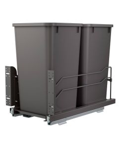 Rev-A-Shelf 53WC Series Double 35 qt Steel Bottom Mount Waste Container Orion Gray