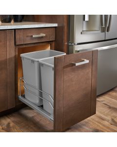 Rev-A-Shelf 53WC Series Double 27 qt Steel Bottom Mount Waste Container Silver