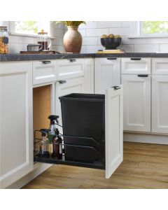 Rev-A-Shelf 53WC Series Single 35 qt Steel Bottom Mount Waste Container Black 