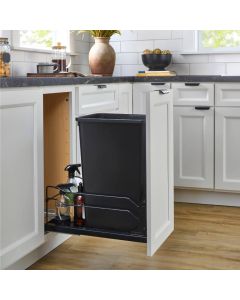 Rev-A-Shelf 53WC Series Single 50 qt Steel Bottom Mount Waste Container Black 